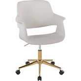 Vintage Flair Office Chair in Gold & Cream Velvet